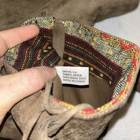 Rock And Candy Calf Length  Boots Safiya  Size 10. Fringe Taupe Suede . EUC - Picture 5 of 8